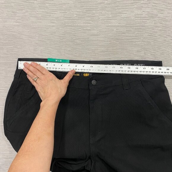 CAT Caterpillar Utility Work Pants Mens 38 x 34 Black Flex Waistband Cell Pocket - Picture 10 of 16